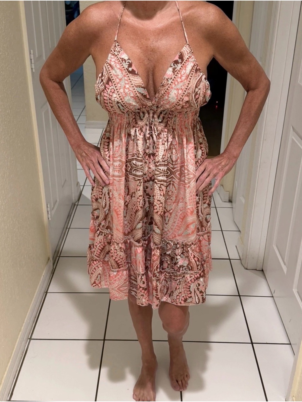 Zury Silk Blend Boho Summer Dress V-Neck, One Size, Fits S/
M. NWT